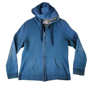 Champion ECO Full Zip Hoodie Mens Large Blue Athletic Casual Comfort Lightweight
